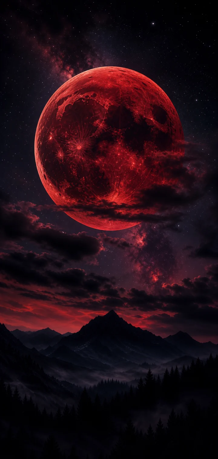 血月夜幕手机壁纸