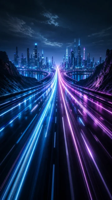 极速公路霓虹夜景手机壁纸