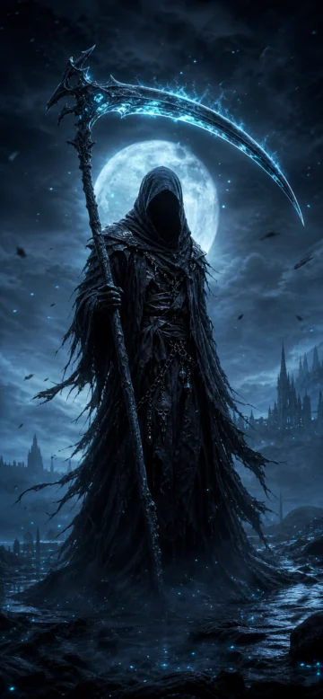 幽蓝月下的死神手机壁纸
