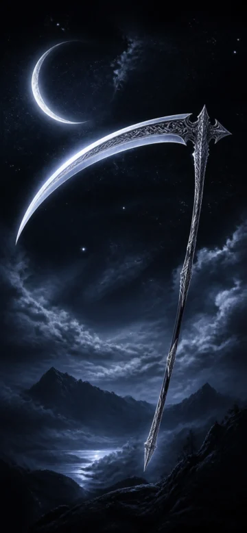 月夜银镰手机壁纸