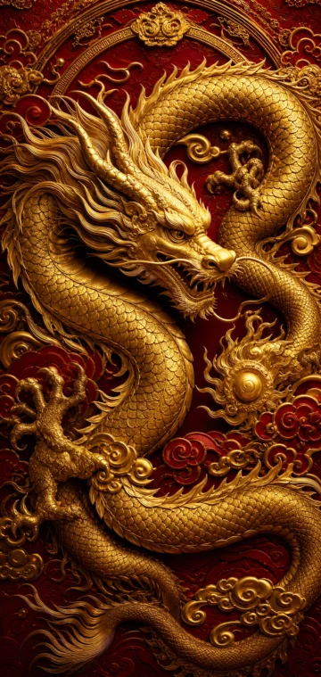 鎏金东方龙纹手机壁纸