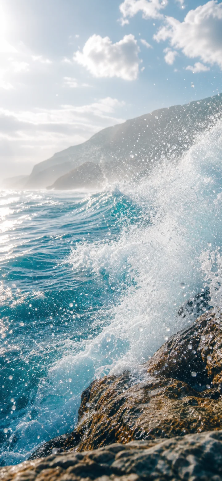 蓝海浪花手机壁纸