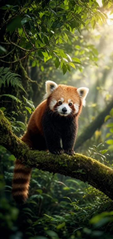 小熊猫森林治愈系手机壁纸