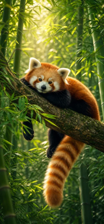 小熊猫竹林手机壁纸