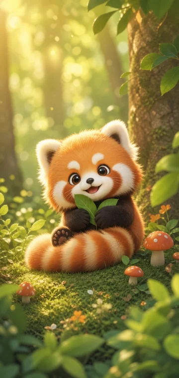 治愈系小熊猫卡通手机壁纸