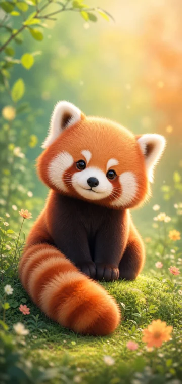 治愈小熊猫卡通手机壁纸