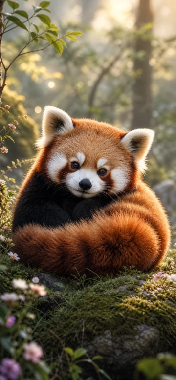 小熊猫治愈森林手机壁纸