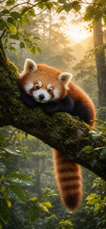小熊猫自然森林手机壁纸