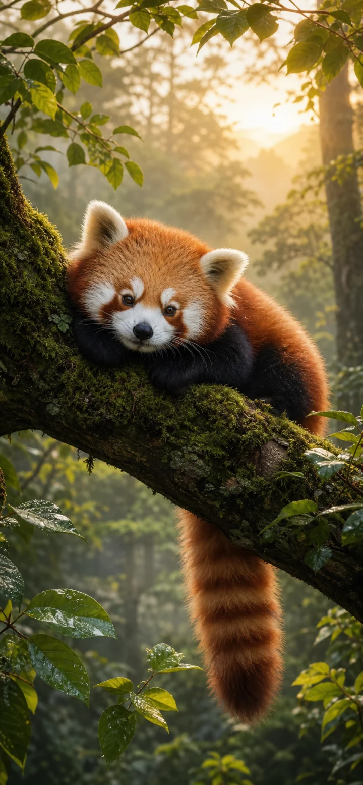 小熊猫自然森林手机壁纸