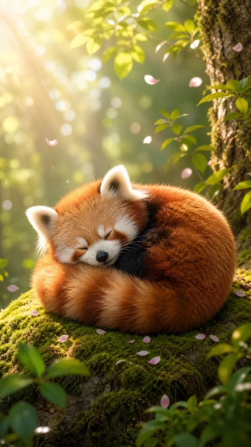 小熊猫治愈森林手机壁纸