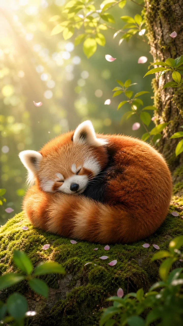 小熊猫治愈森林手机壁纸