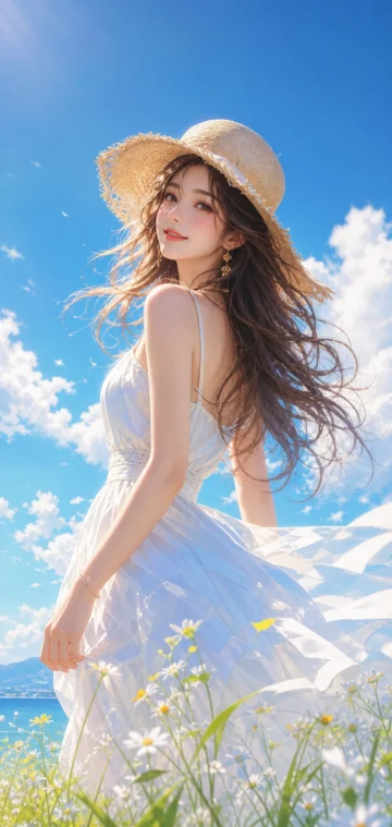 晴天少女清新手机壁纸