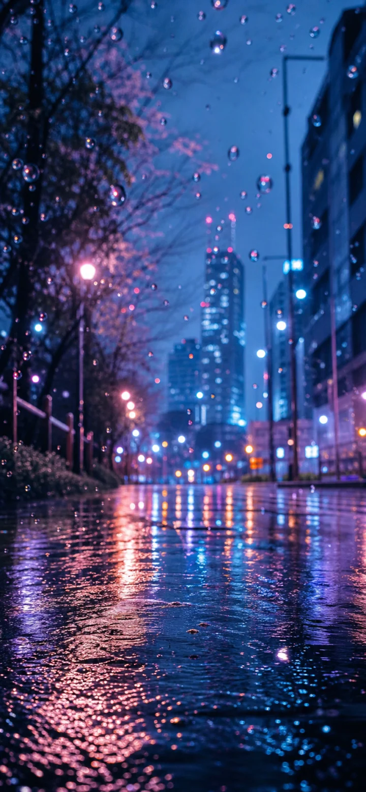 雨中东京霓虹夜景手机壁纸