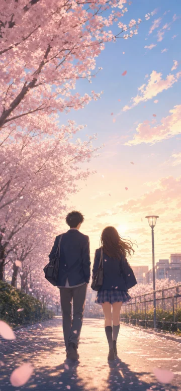 青春恋曲校园樱花手机壁纸