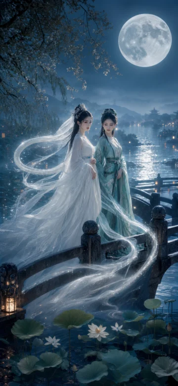 白蛇传西湖月夜手机壁纸