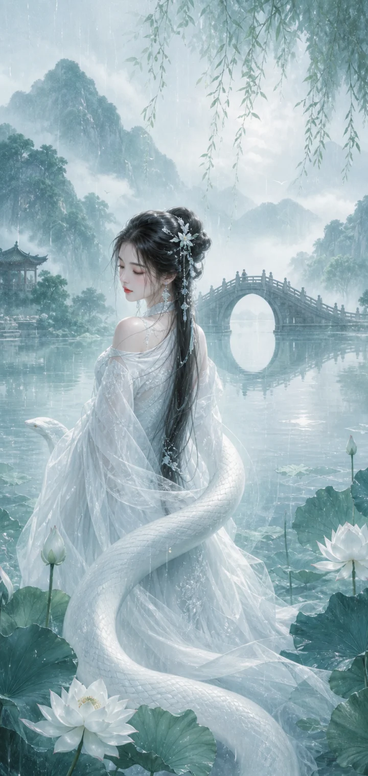 西湖白蛇烟雨壁纸