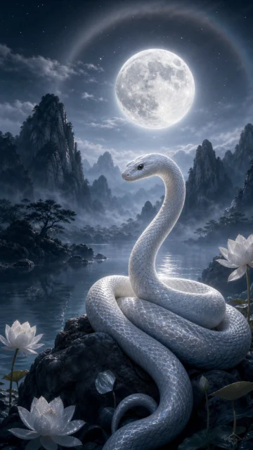 白蛇月影手机壁纸
