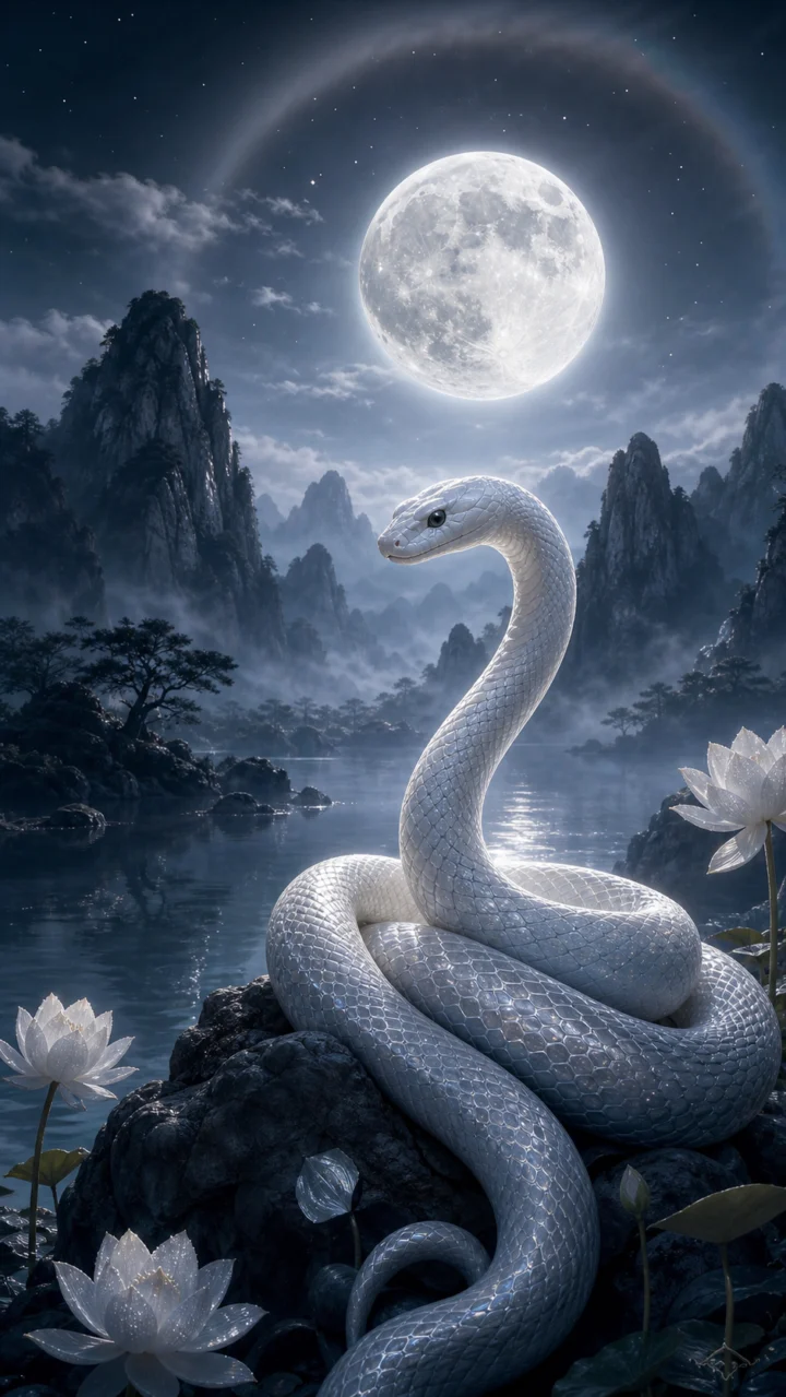白蛇月影手机壁纸