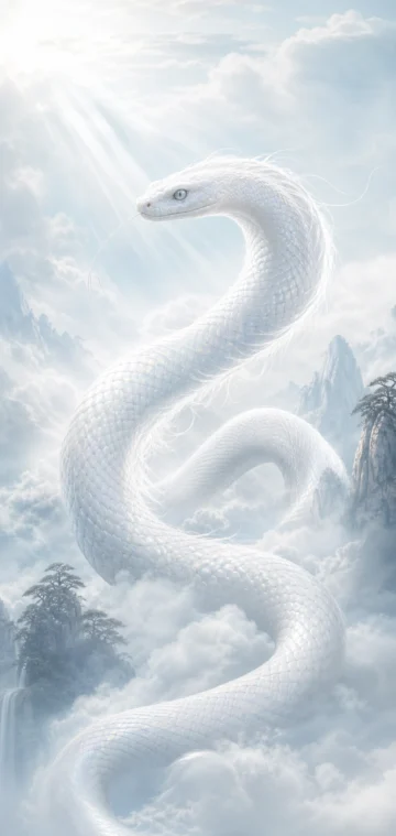 白蛇云雾仙境手机壁纸