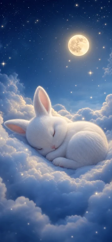 睡觉兔梦幻月光手机壁纸