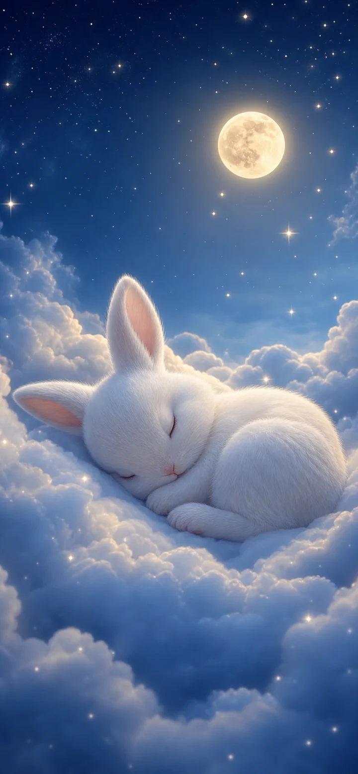 睡觉兔梦幻月光手机壁纸