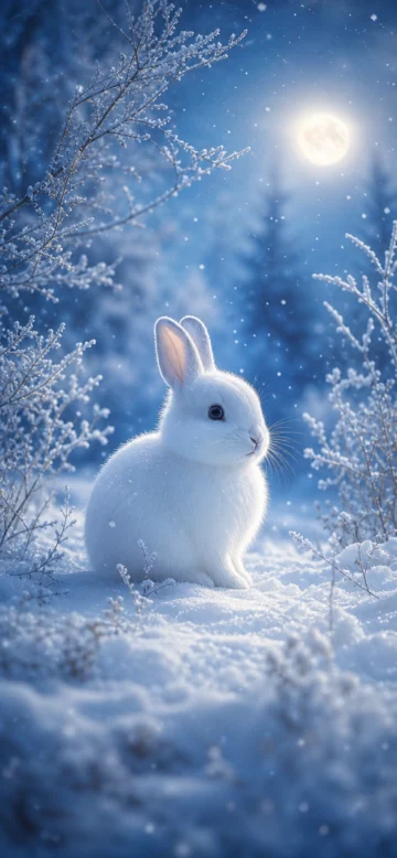 雪地兔冬日梦境手机壁纸