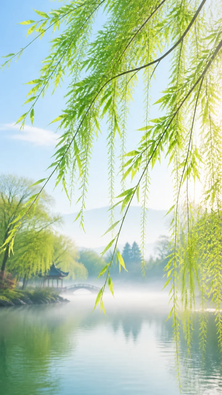 柳叶微风清新手机壁纸