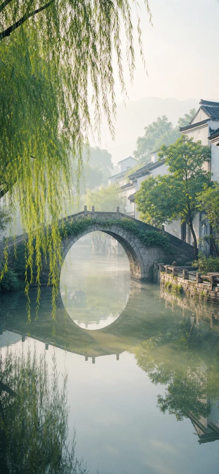 江南柳影手机壁纸