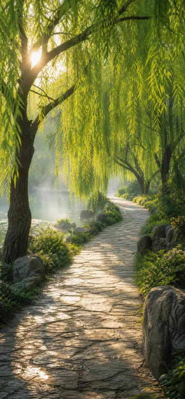 柳荫小径手机壁纸