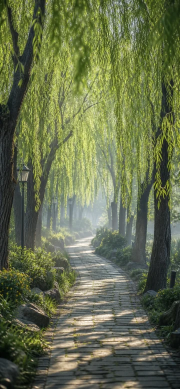 柳荫小径清新手机壁纸