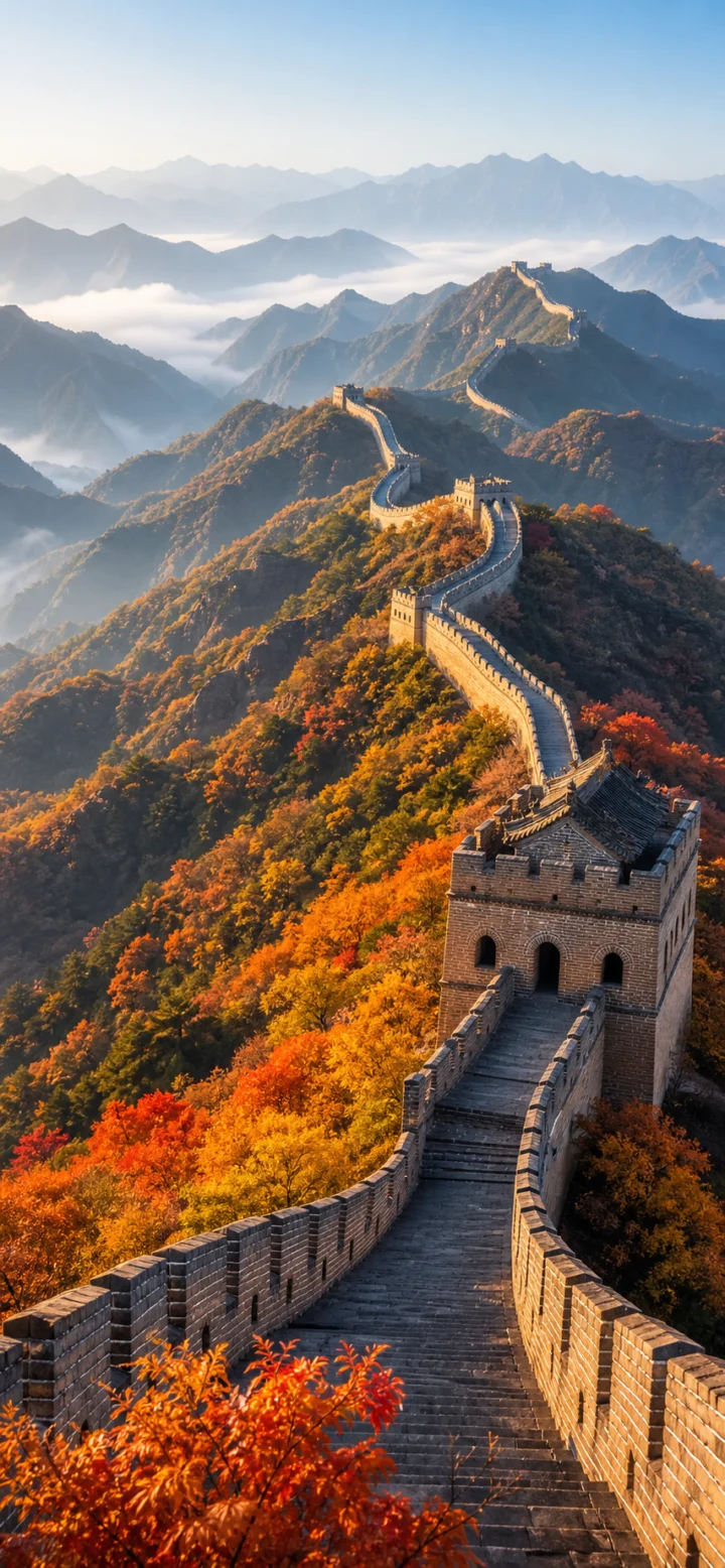 长城秋色手机壁纸