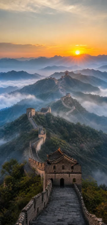 长城晨雾手机壁纸