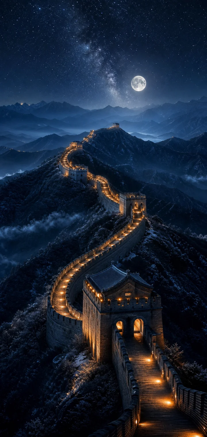 长城夜景手机壁纸