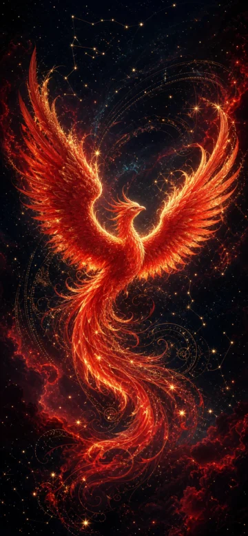 朱雀星火焰星空手机壁纸