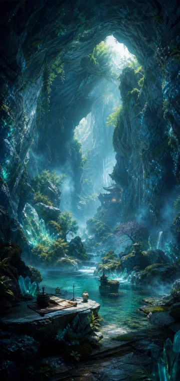 幽境仙山洞府手机壁纸