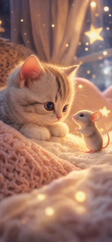 萌猫小鼠治愈手机壁纸