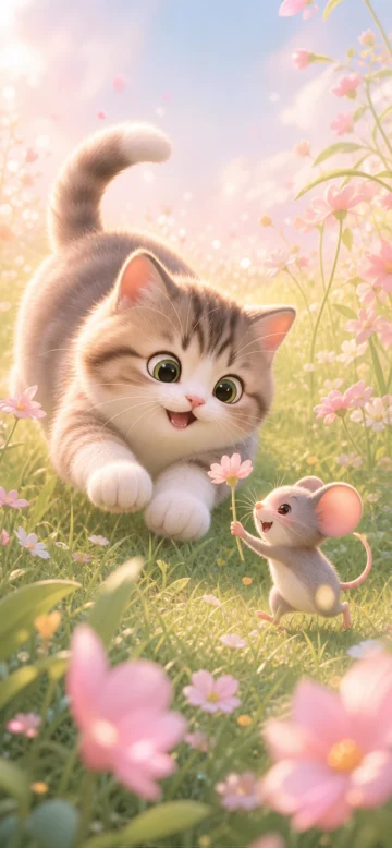 童趣猫鼠梦幻手机壁纸