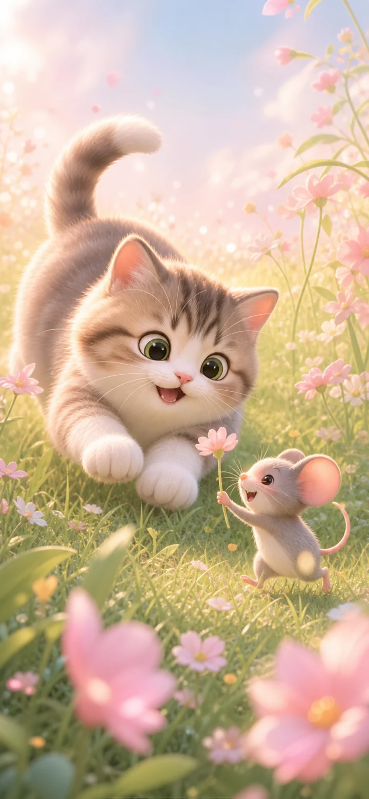 童趣猫鼠梦幻手机壁纸