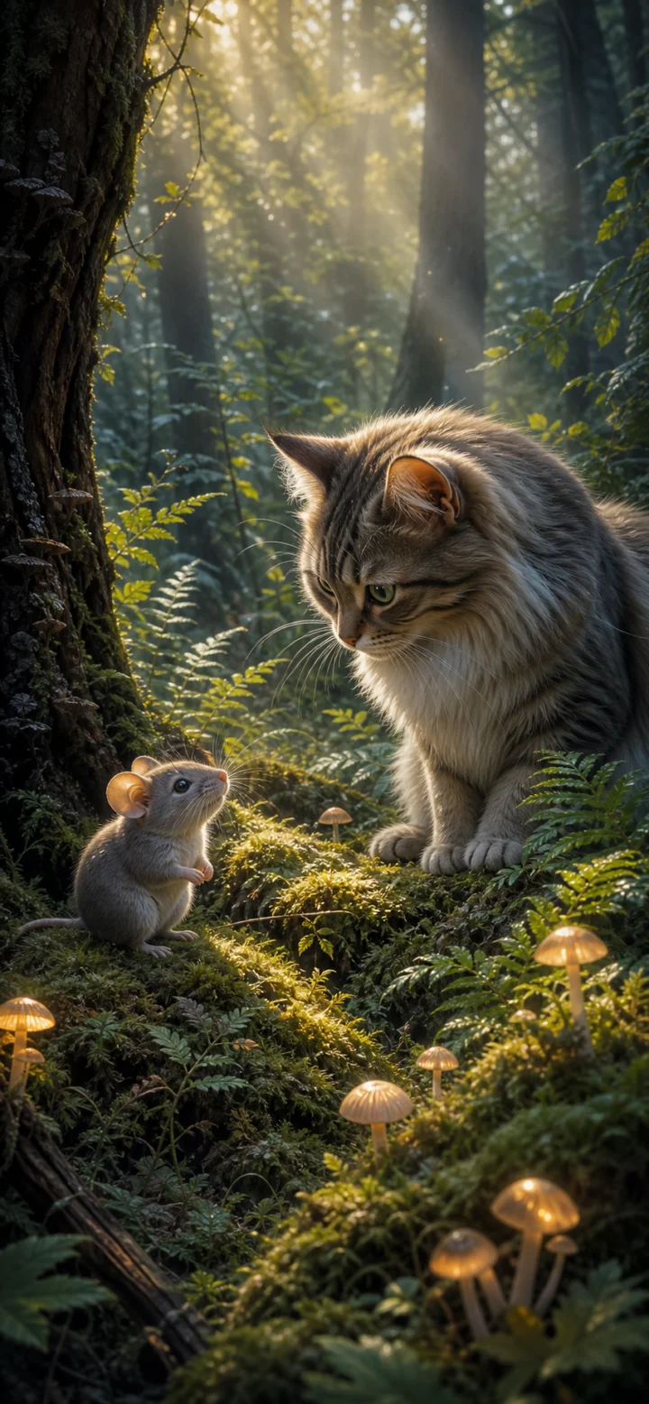 森林猫鼠秘境手机壁纸