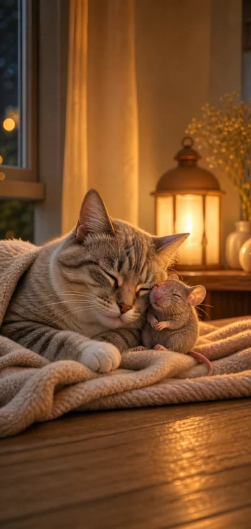 温馨猫鼠治愈手机壁纸