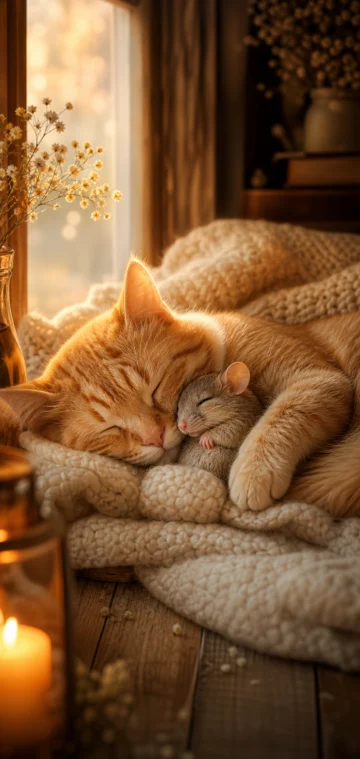 温馨猫鼠治愈手机壁纸