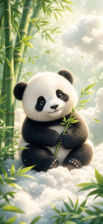 可爱熊猫治愈手机壁纸