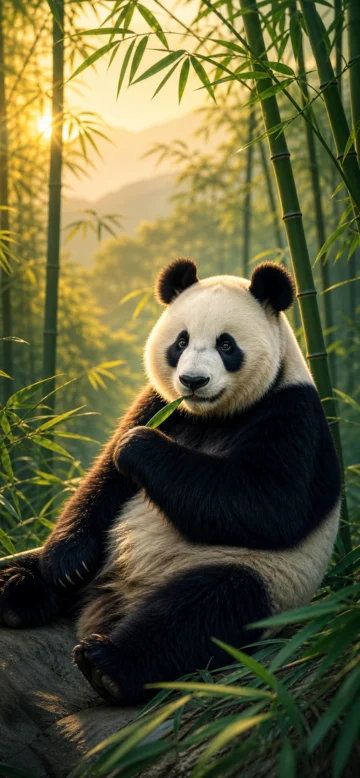 国宝熊猫竹林治愈手机壁纸