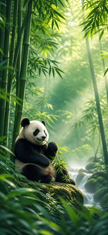 熊猫竹林清新手机壁纸