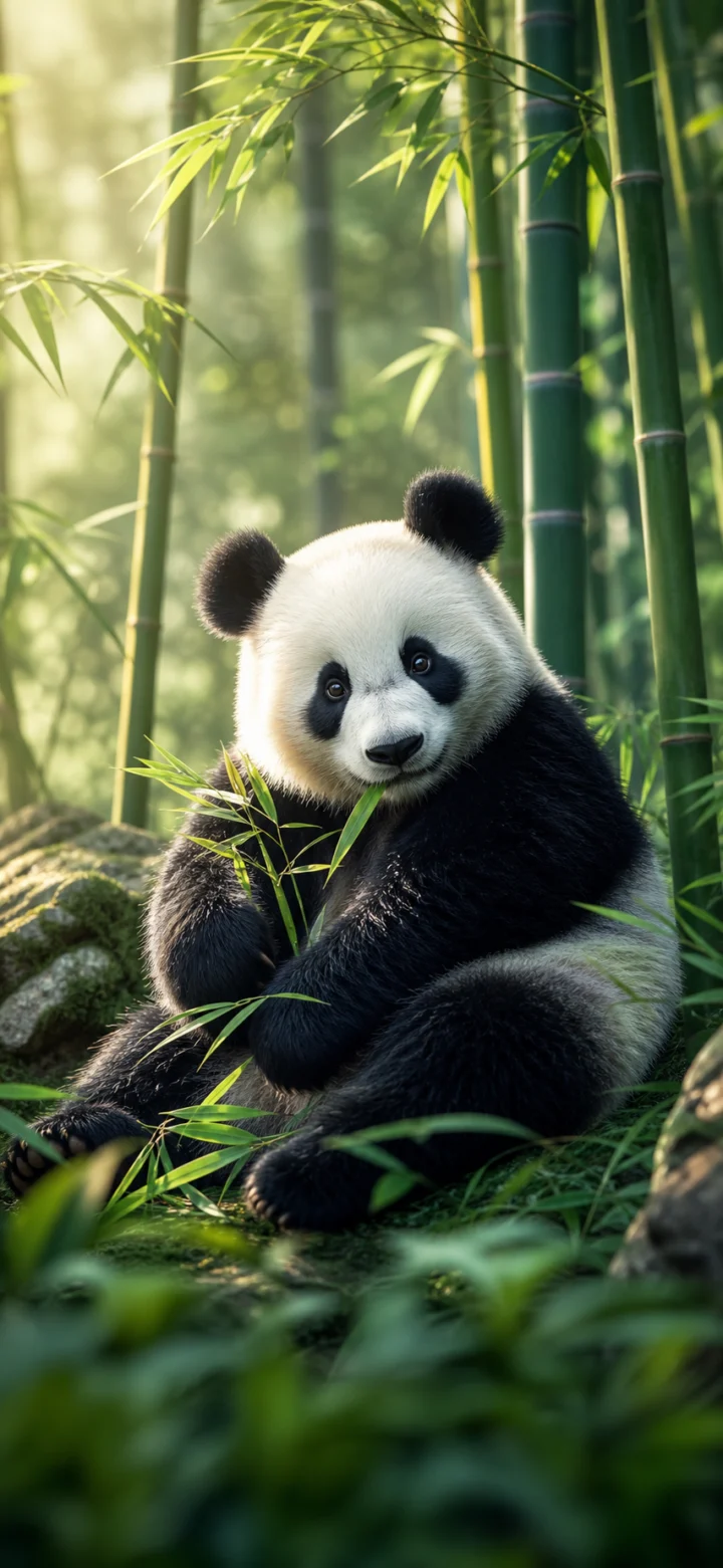 熊猫竹林清新手机壁纸