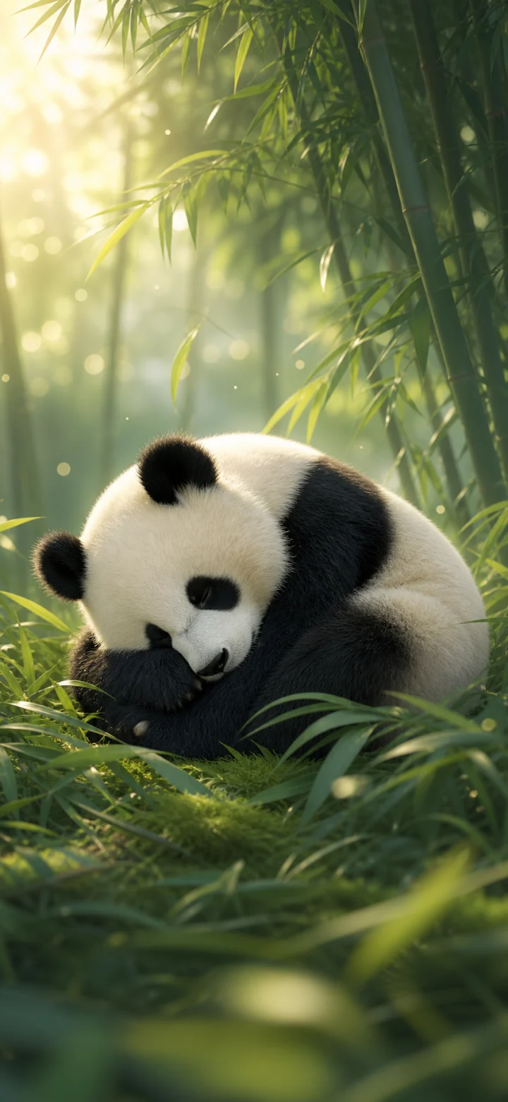熟睡熊猫治愈手机壁纸