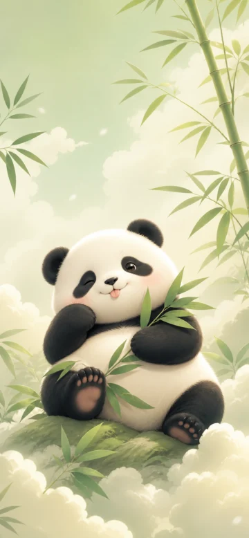 治愈系熊猫卡通手机壁纸