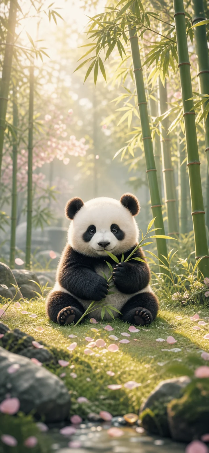 熊猫治愈竹林手机壁纸