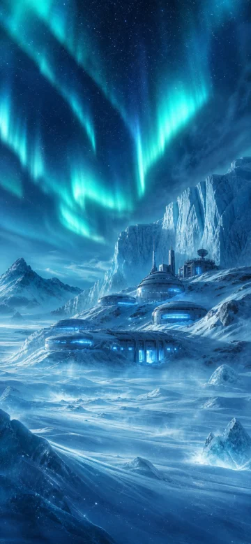 冰雪基地极光手机壁纸