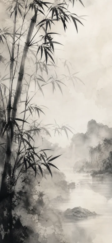 墨韵竹影手机壁纸